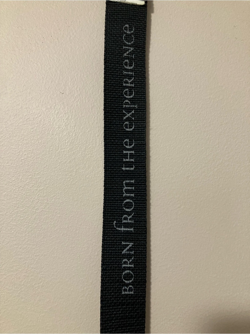 Prana Black Striped Belt with Subtle Gray Text - Picture 2 of 5